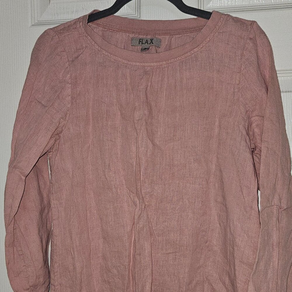 Flax 100 % Linen Pink/Salmon Top Women's Size Petite Small